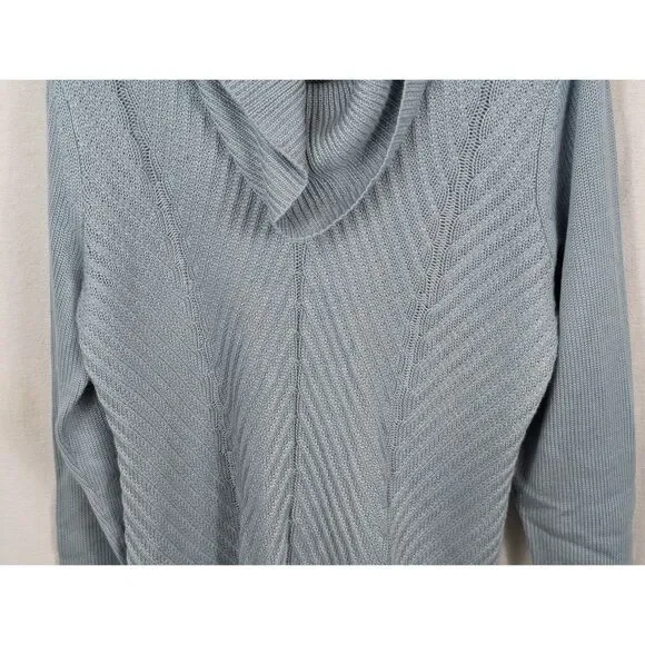 Calvin Klein Relaxed Cowl Neck Knit Sweater Blue Women's Size Large - Picture 3 of 15